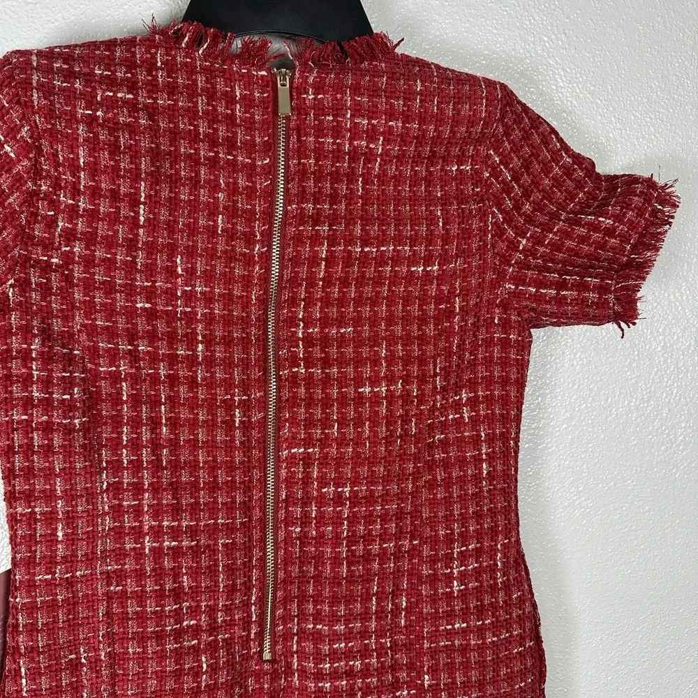 NEW IVY CITY CO Girls Reese Mini Dress‎ Size 9/10T Red Tweed Gold Zipper Wool